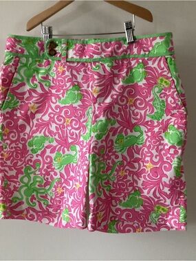 Lilly Pulitzer Bright Pink & Lime Green Printed Palm beach fit shorts
